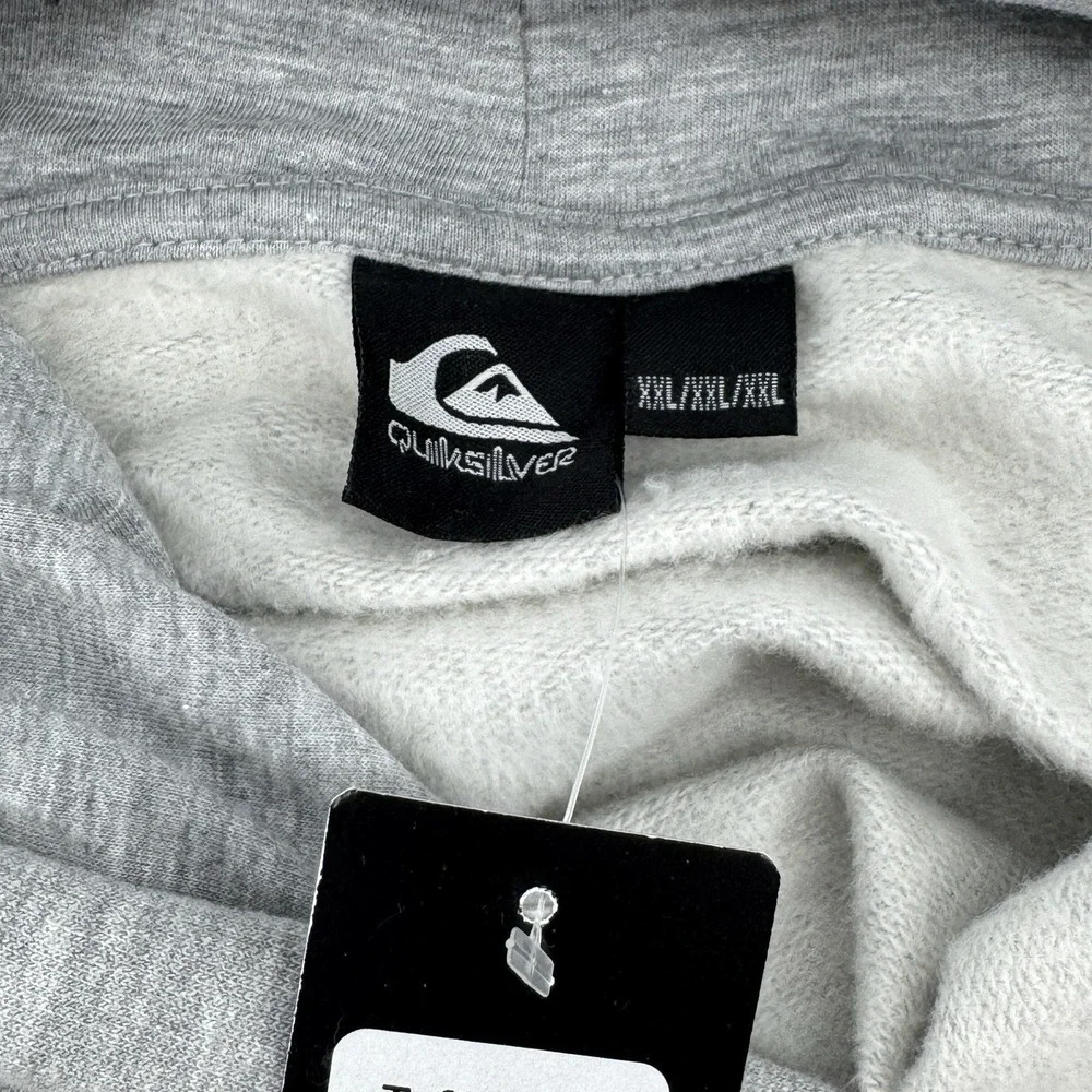 Quiksilver Men's Big Logo Kangaroo Pocket Pullover Hoodie, Grey, Size Large L